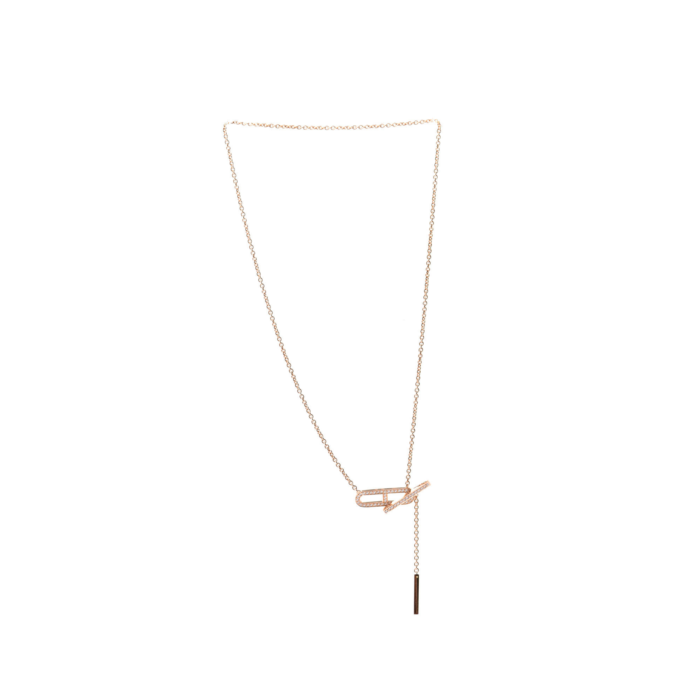 HERMÈS 18K ROSE GOLD DIAMOND PM EVER CHAINE D'ANCRE NECKLACE 